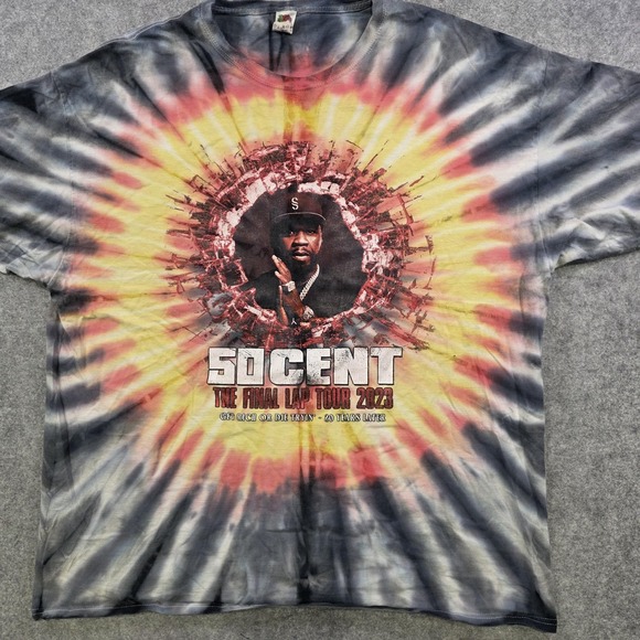 50 Cent Final Lap Tour T Shirt Mens 2XL Tie Dye 2023 Tour Dates Graphic Tee - Picture 4 of 13